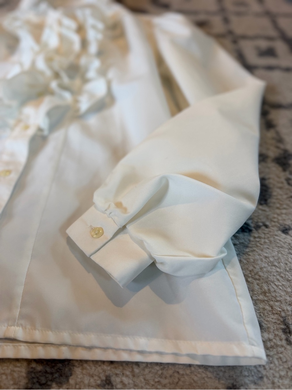 Women's Cream Ruffle-Front Button Blouse - Picture 4 of 10
